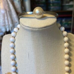 Elegant Silver and White Beaded Necklace and Bracelet